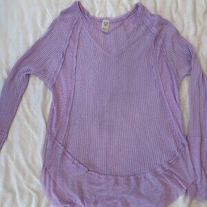 We The Free Purple Waffle Knit Thermal Top Size S